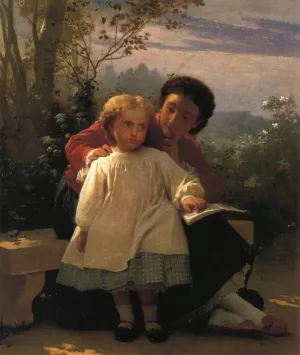 A Reading Lesson by Leon-Jean-Basile Perrault - Oil Painting Reproduction