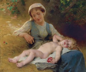Fast Asleep by Leon-Jean-Basile Perrault Oil Painting