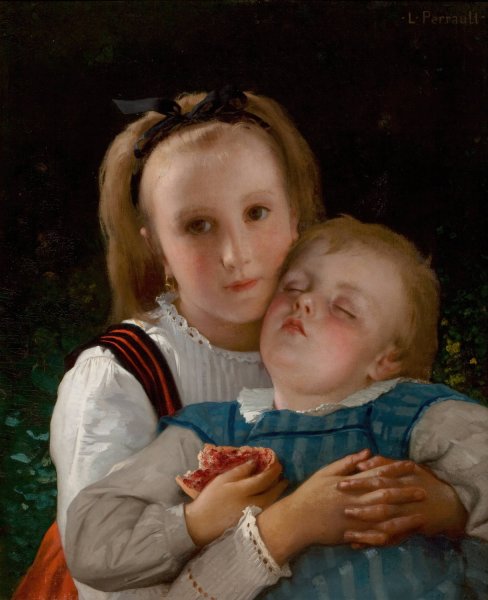 L'amour Fraternel by Leon-Jean-Basile Perrault - Hand-Painted Oil Painting Reproduction