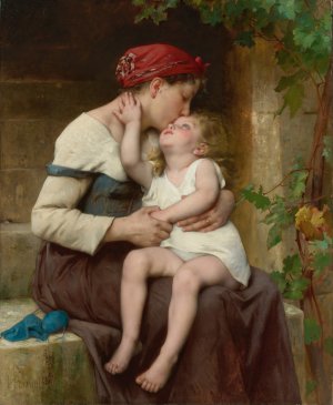 Mother With Child by Leon-Jean-Basile Perrault Oil Painting