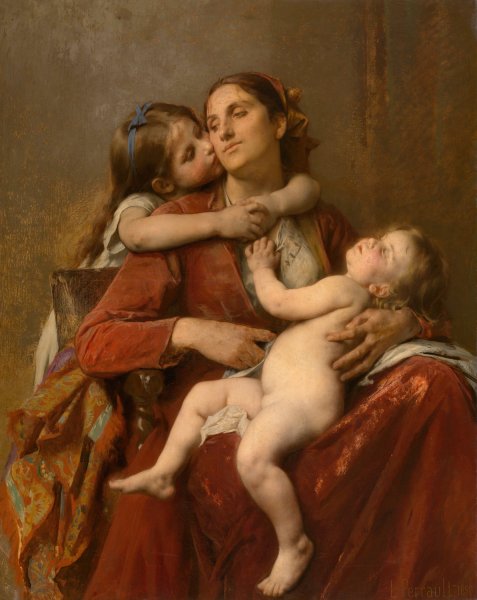Mother's Happiness  by Leon-Jean-Basile Perrault - Hand-Painted Oil Painting Reproduction
