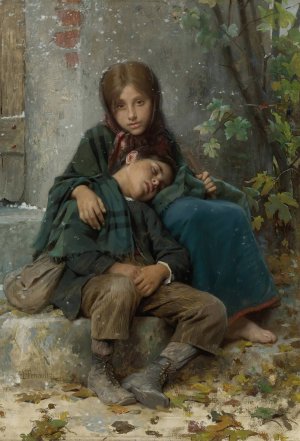 Out In The Cold by Leon-Jean-Basile Perrault Oil Painting