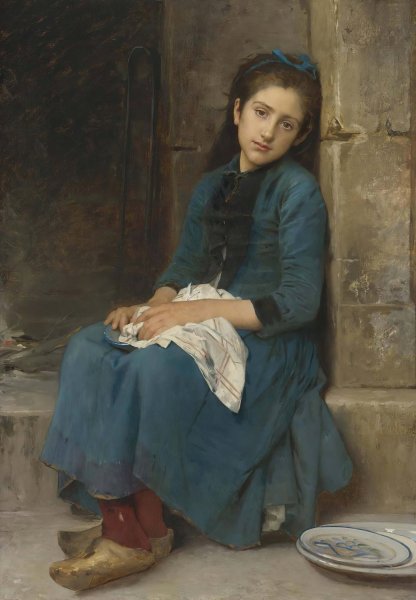 Pensive Girl  by Leon-Jean-Basile Perrault - Hand-Painted Oil Painting Reproduction