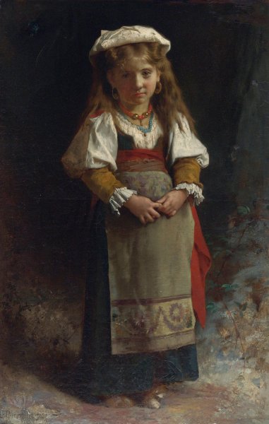 Portrait Of A Young Girl  by Leon-Jean-Basile Perrault - Hand-Painted Oil Painting Reproduction