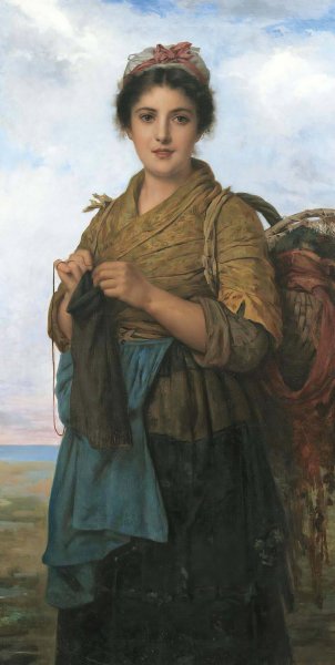 The Young Seamstress by Leon-Jean-Basile Perrault - Hand-Painted Oil Painting Reproduction