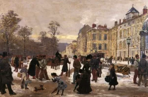 A Winter's Day by Leon Joseph Voirin Oil Painting