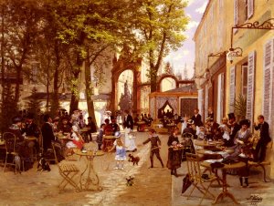 La Terrasse Du Cafe Du Glacier, Place Stanislas A Nancy by Leon Joseph Voirin Oil Painting