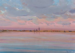 View of Lido by Leon Kamir-Kaufmann Oil Painting