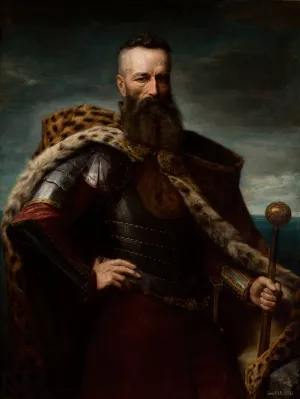 Portrait of Hetman Stefan Czarniecki by Leon Kaplinski Oil Painting