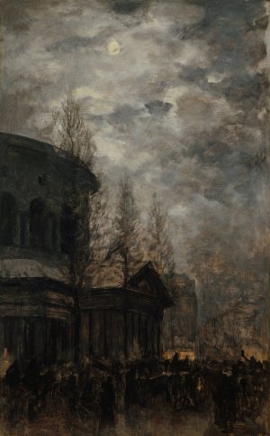 Sortie de Paris en 1870 by Leon-Pierre Herpin Oil Painting