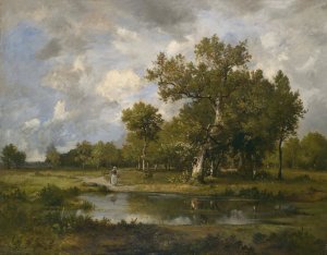 Bachlandschaft mit Wanderin by Leon Richet Oil Painting