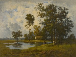 Landscape With A Quiet Pool by Leon Richet Oil Painting