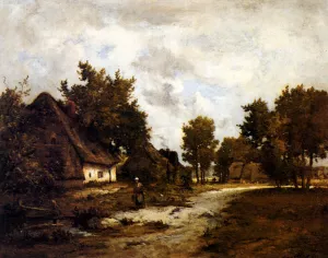 Le Hameau De Chaumieres by Leon Richet - Oil Painting Reproduction