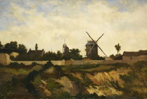 Les Moulins de Montmartre by Leon Richet Oil Painting