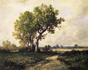 Trees in a Landscape Oil painting by Leon Richet