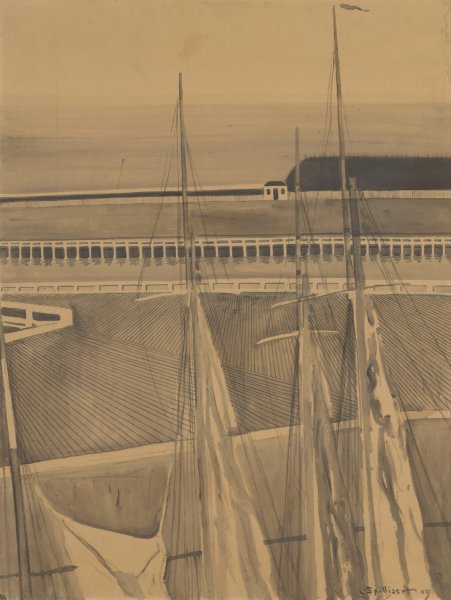 De haven te Oostende  by Leon Spilliaert - Hand-Painted Oil Painting Reproduction