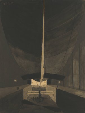 Het luchtschip Belgique II in zijn loods by Leon Spilliaert Oil Painting