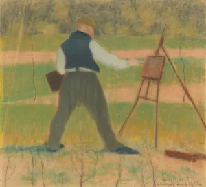 Permeke schilderend te Sint-Martens-Latem in april 1912 by Leon Spilliaert Oil Painting