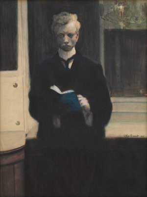 Self Portrait with Blue Sketchbook by Leon Spilliaert Oil Painting