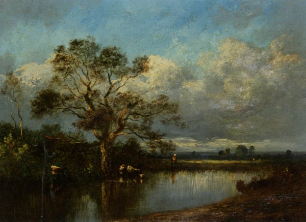 Main Product Photo of Cows in a Landscape Painting by Leon Victor Dupre