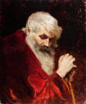 Bust of a Bearded Old Man by Leon Wyczolkowski Oil Painting