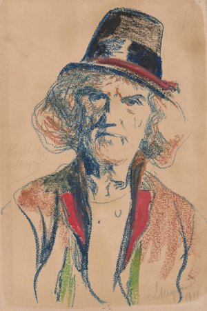 Bust of a Cracow peasant by Leon Wyczolkowski Oil Painting
