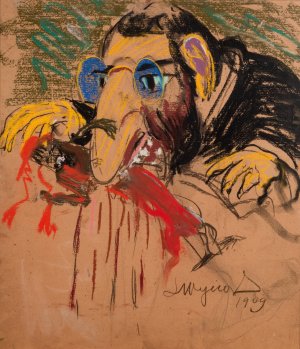 Caricature of Feliks Jasienski by Leon Wyczolkowski Oil Painting