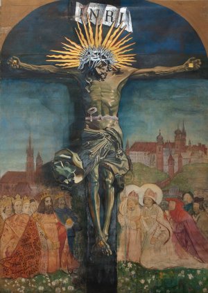 Christ on the cross by Leon Wyczolkowski Oil Painting