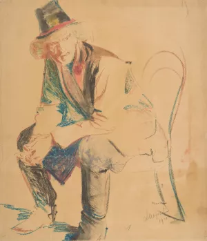 Cracow peasant sitting in a chair Oil painting by Leon Wyczolkowski
