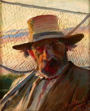 Fisherman with a Net by Leon Wyczolkowski Oil Painting