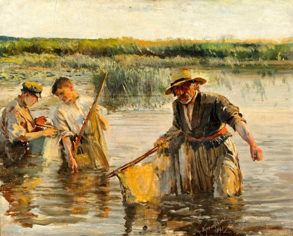 Main Product Photo of Fishermen  Painting by Leon Wyczolkowski