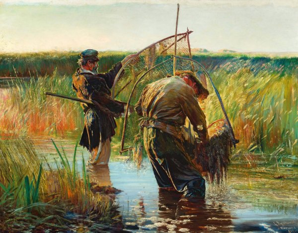 Fishermen  by Leon Wyczolkowski - Hand-Painted Oil Painting Reproduction
