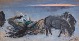 Gertruda Komorowska in the Sleigh by Leon Wyczolkowski Oil Painting
