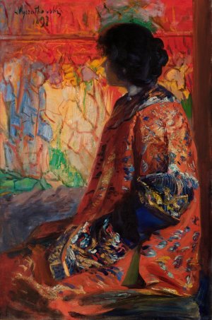 Japanese Woman by Leon Wyczolkowski Oil Painting