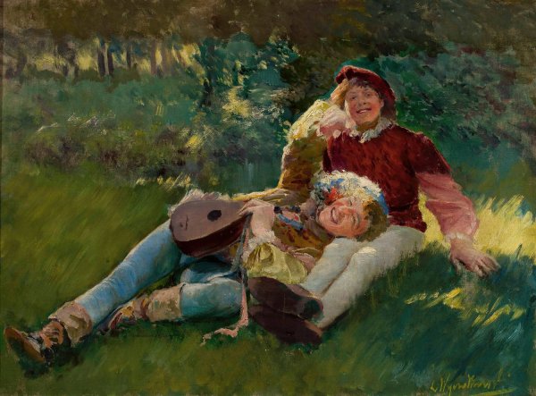 Merry children  by Leon Wyczolkowski - Hand-Painted Oil Painting Reproduction
