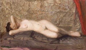 Nude Woman Lying by Leon Wyczolkowski Oil Painting