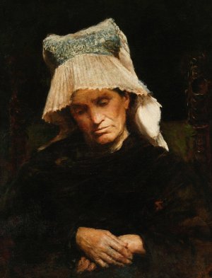 Old woman in a cap by Leon Wyczolkowski Oil Painting