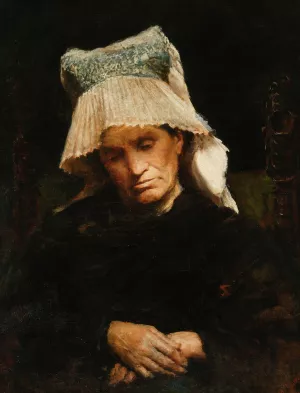 Old woman in a cap by Leon Wyczolkowski Oil Painting