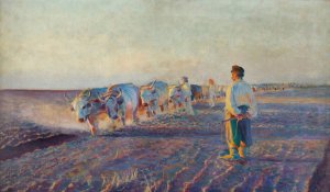 Plowing in the Ukraine by Leon Wyczolkowski Oil Painting
