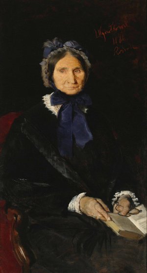 Portrait of Mrs. Falinska, artist's grandmother by Leon Wyczolkowski Oil Painting