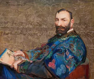 Portret Feliksa Jasienskiego w blekitnym kaftanie Oil painting by Leon Wyczolkowski