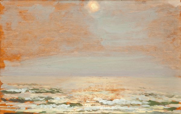 Sea at Polaga IV  by Leon Wyczolkowski - Hand-Painted Oil Painting Reproduction