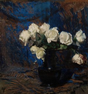 White Roses by Leon Wyczolkowski Oil Painting