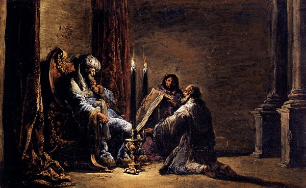 The Scribe Shaphan Reading the Book of Law to King Josiah by Leonaert Bramer - Hand-Painted Oil Painting Reproduction
