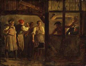 The Forge by Leonard Defrance Oil Painting