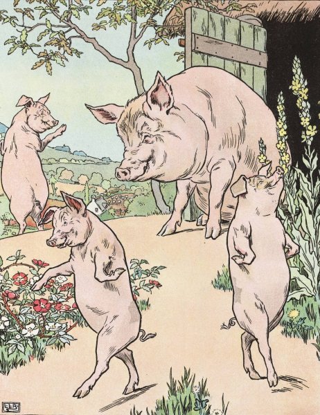 The story of the three little pigs 1  by Leonard Leslie Brooke - Hand-Painted Oil Painting Reproduction