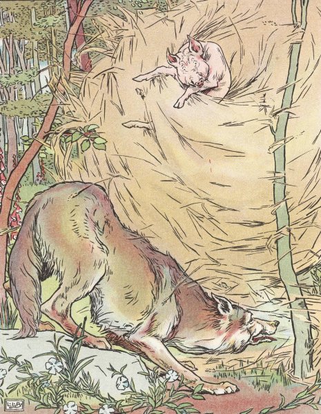 The story of the three little pigs 2  by Leonard Leslie Brooke - Hand-Painted Oil Painting Reproduction