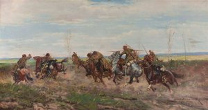 Battle scene by Leonard Wintorowski Oil Painting