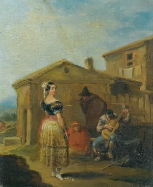 A Woman Standing Before A Musical Group by Leonardo Alenza y Nieto Oil Painting