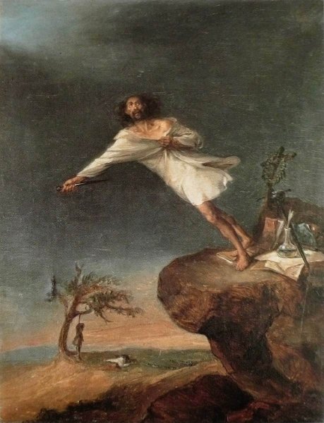 Satire on Romantic Suicide by Leonardo Alenza y Nieto - Hand-Painted Oil Painting Reproduction